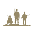 Three soldiers on a white background